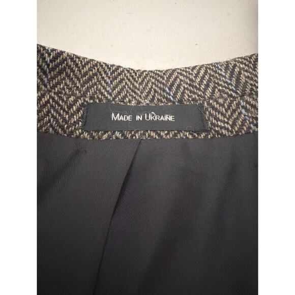 VTG Oleg Cassini Men 100 Wool Tweed Single Breasted Blazer Brown Ukraine 46R - Picture 8 of 12